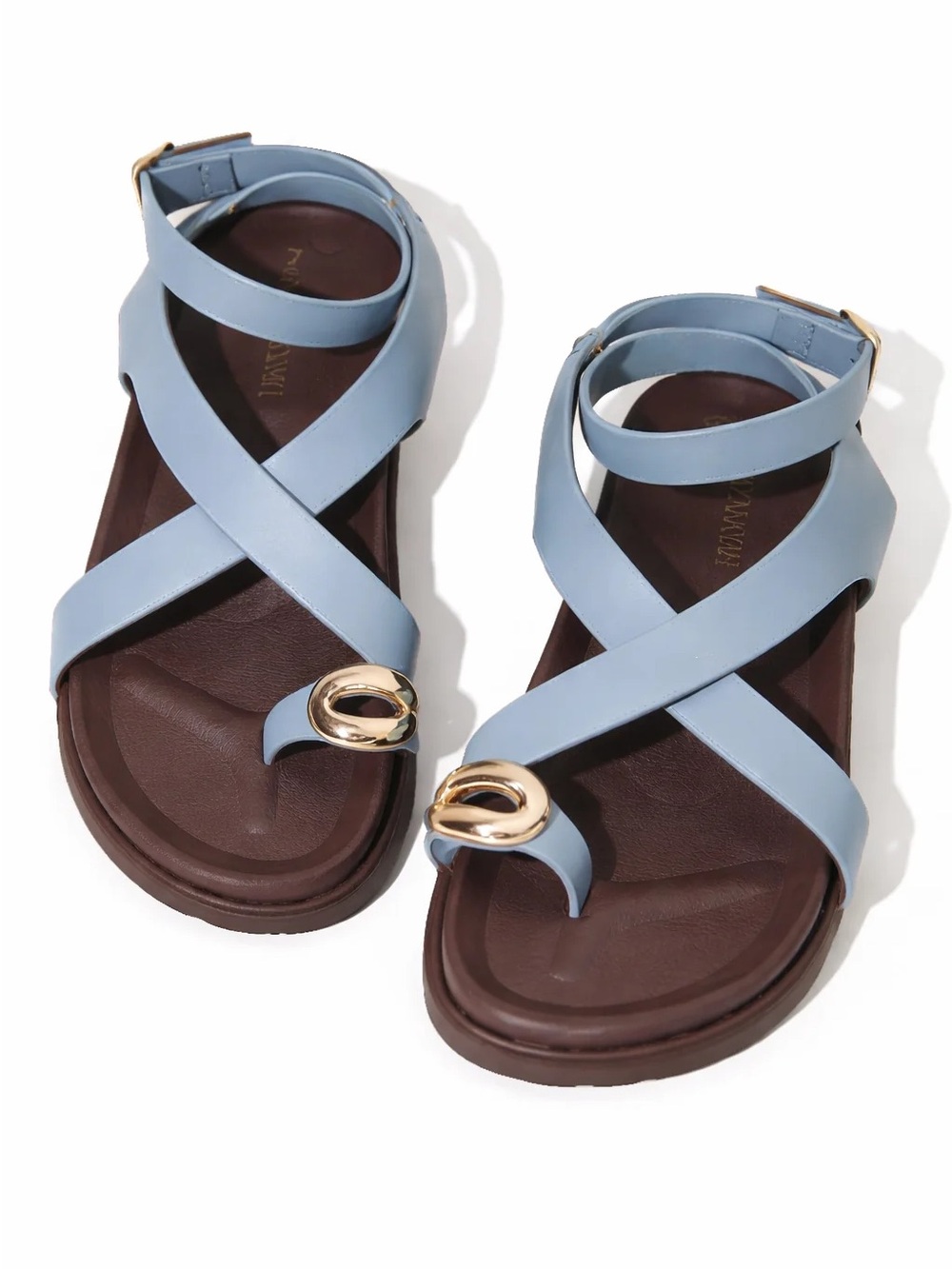 Blue Toe Ring Flat Sandal